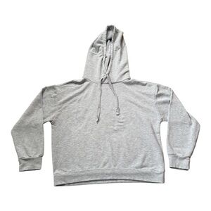 Quince SuperSoft Fleece Pullover Hoodie in Heather Grey Size M